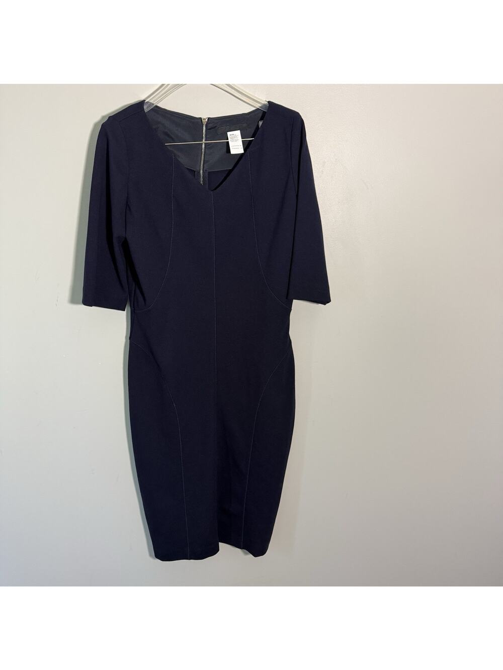 Les Copains pencil Midi dress 3/4 Sleeves V-neck Stretch Career Office 44 US M